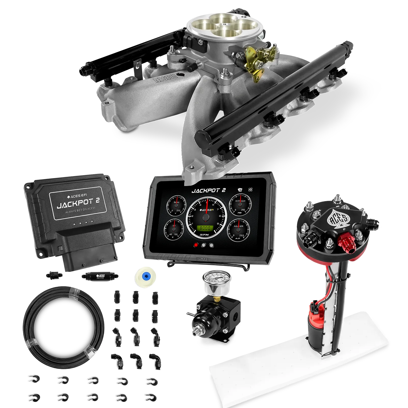 Jackpot 2 LS EFI System - Master Kit with Tight Fit In-Tank Pump Module + 40' PTFE Hose Kit