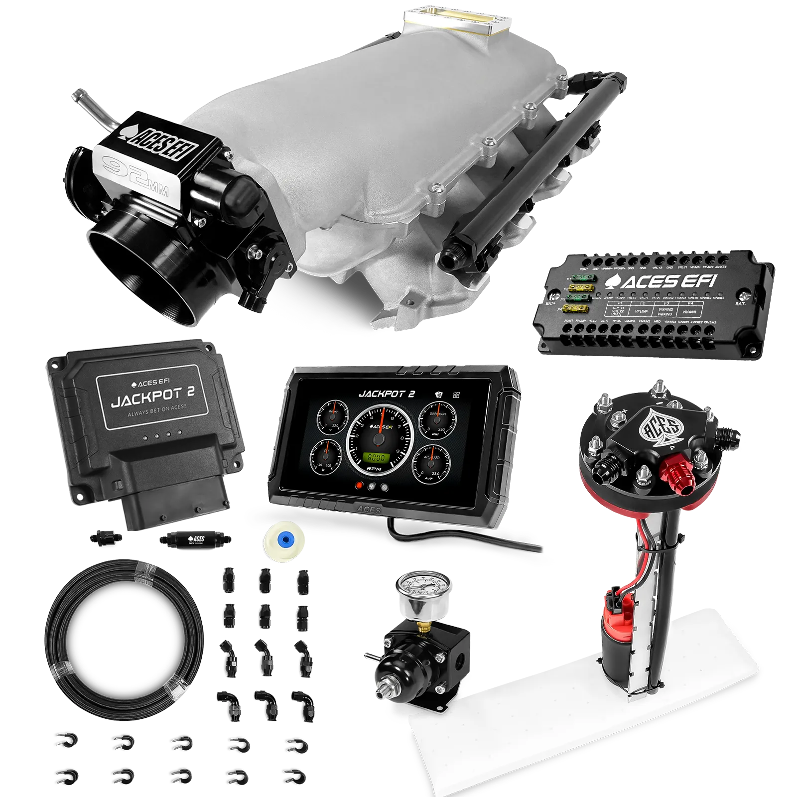 Jackpot 2 LS EFI System - Master Kit with Tight Fit In-Tank Pump Module + 40' PTFE Hose Kit