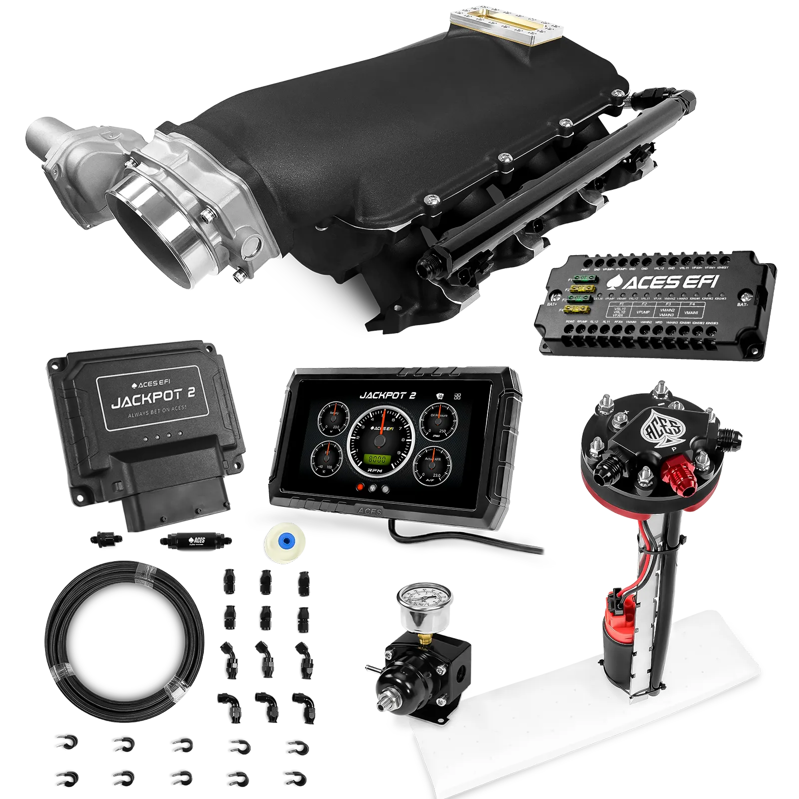 Jackpot 2 LS EFI System - Master Kit with Tight Fit In-Tank Pump Module + 40' PTFE Hose Kit